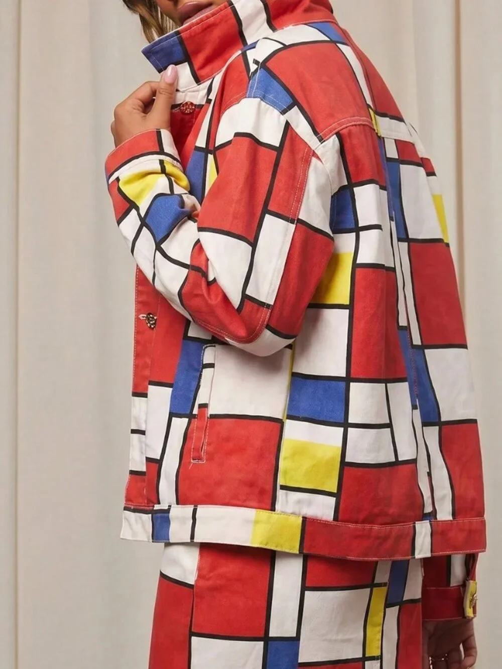 Red Casual Women's Long Sleeve Abstract Print Top